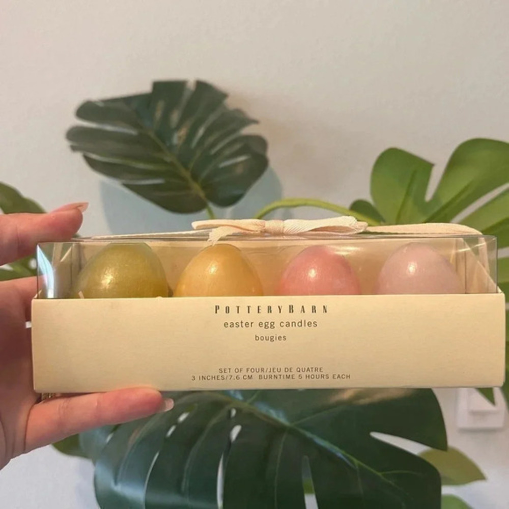 Pottery Barn Multi Color Easter Egg Candles  Set of 4 -New in Box 1.8” NWT 8 hr